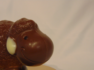 Wolly, het schaap in melkchocolade Close up