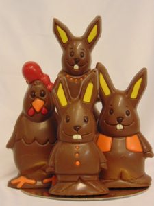 Familie Huppel, modern holgoed in melkchocolade