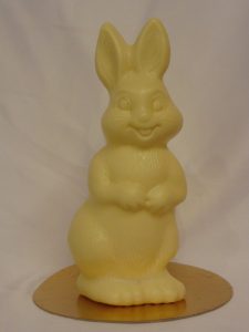 Jackie, het huppelkonijntje in witte chocolade