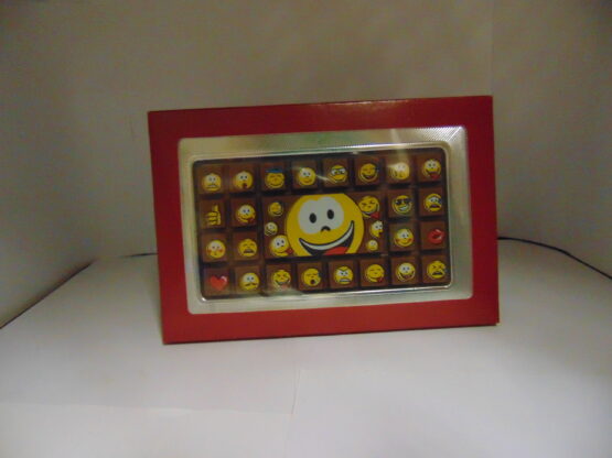 Smiley in melkchocolade in geschenkdoos