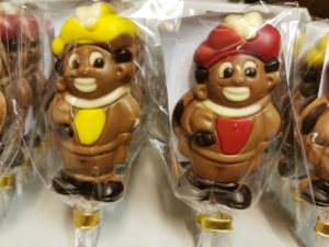 Zwarte piet lolly in melkchocolade