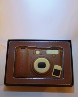 Fototoestel in melkchocolade VDV Chcolaterie melkchocolade camera fototoestel in chocolade online bestellen Belgische chocolade